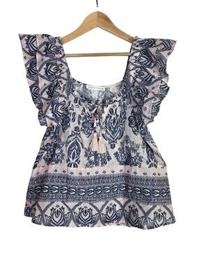 Melissa Nepton tribal/boho print butterfly sleeves Top